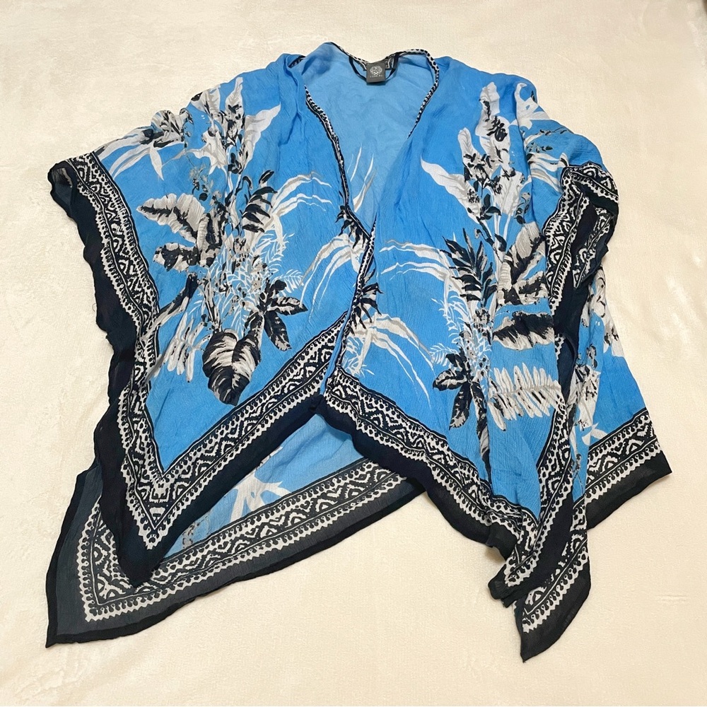 Vince Camuto blue and black Kimono Swimsuit Cover Up Beach Top